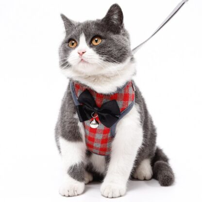 Bowknot Cat Harness and Leash Set with Bell