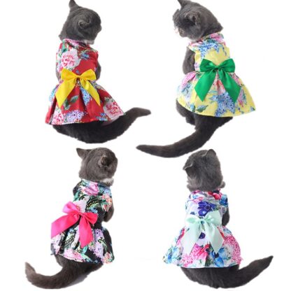 Cat Flower Dress with Bowknot