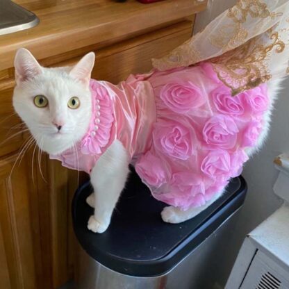 Luxury Cat Princess dress with Rose Pearl