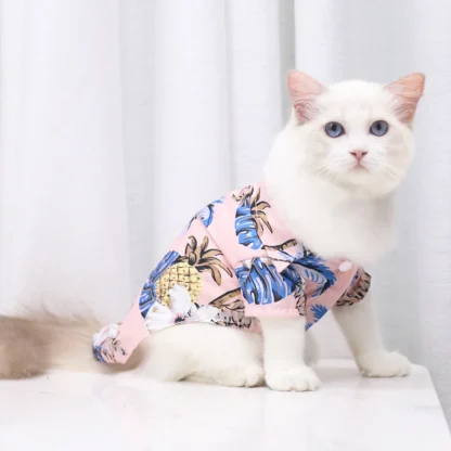 Hawaiian Beach Style Cat T-Shirt - Image 5