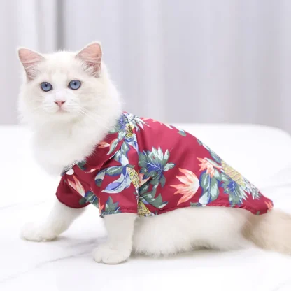 Hawaiian Beach Style Cat T-Shirt - Image 8