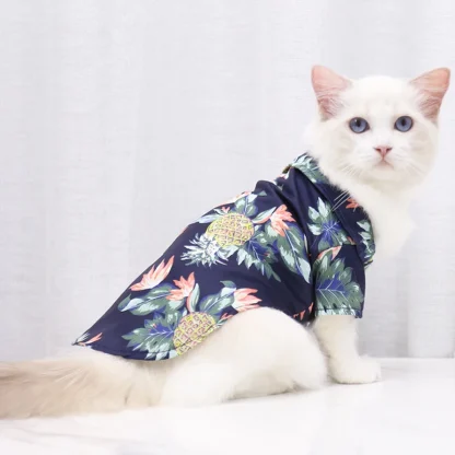 Hawaiian Beach Style Cat T-Shirt - Image 6