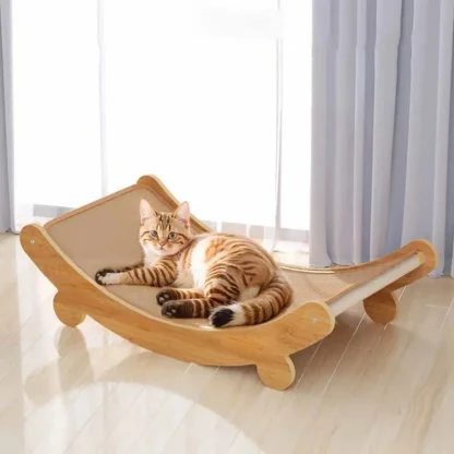 Wooden Cat Scratching Pad & Bed - Image 2